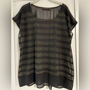 The Limited Black and Gold Sheer Blouse